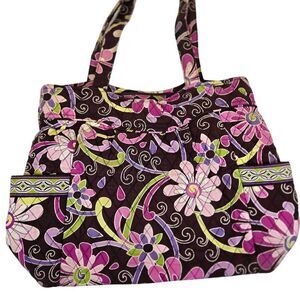 Vera Bradley Purple Punch Quilted Large Floral Shoulder Bag Diaper Tote